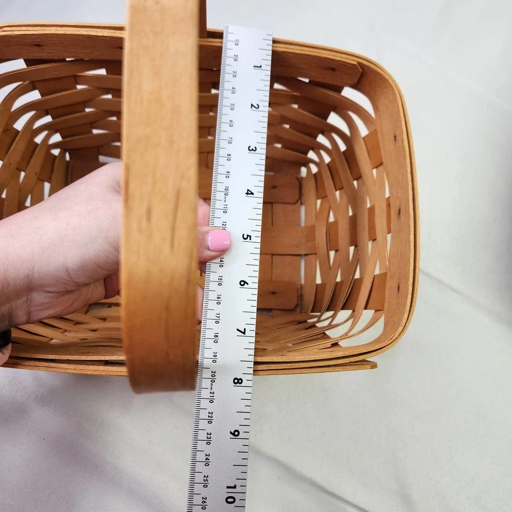 Vintage 2000 Longaberger Woven Rectangular Picnic Basket With Handle Brown - Picture 10 of 11